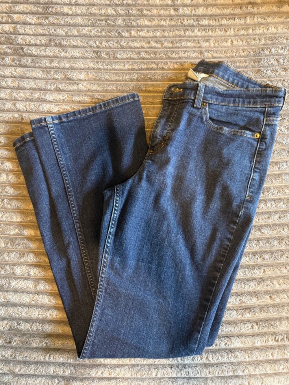 Duluth Trading Company Women’s Dark Wash Wide Leg Stretch Jeans Size 10 x 31 Tro